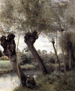 讓 巴蒂斯特 卡米耶 柯羅 Saint-Nicholas-les-Arras; Willows on the Banks of the Scarpe